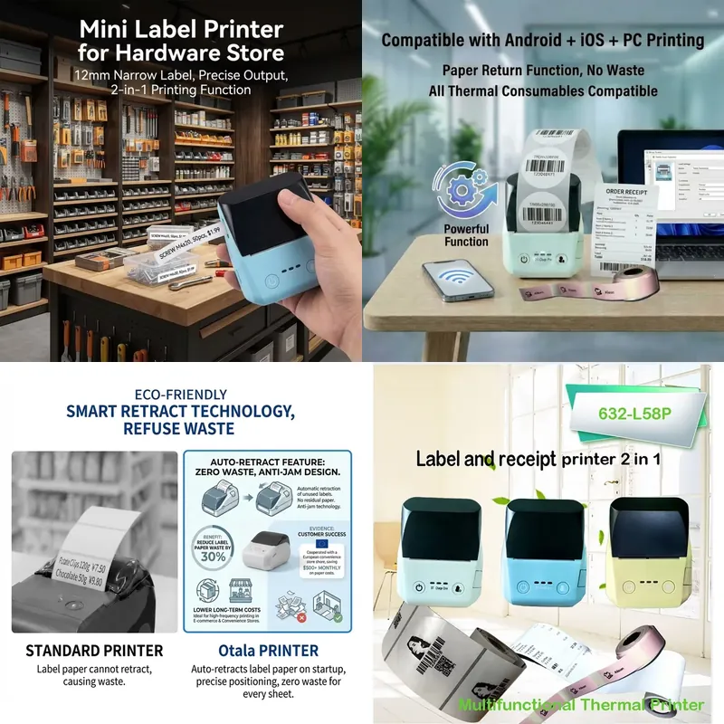 Label Printer - Mini 58mm Receipt Thermal Portable Invoice
